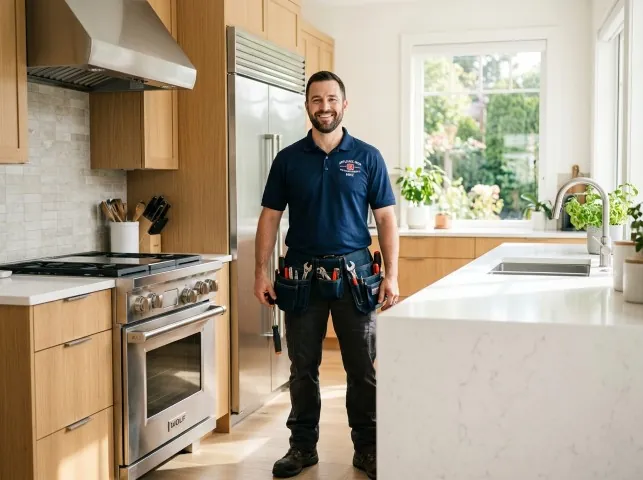 Appliance Repair Hero technician in a Blairs, VA kitchen after an appliance repair
